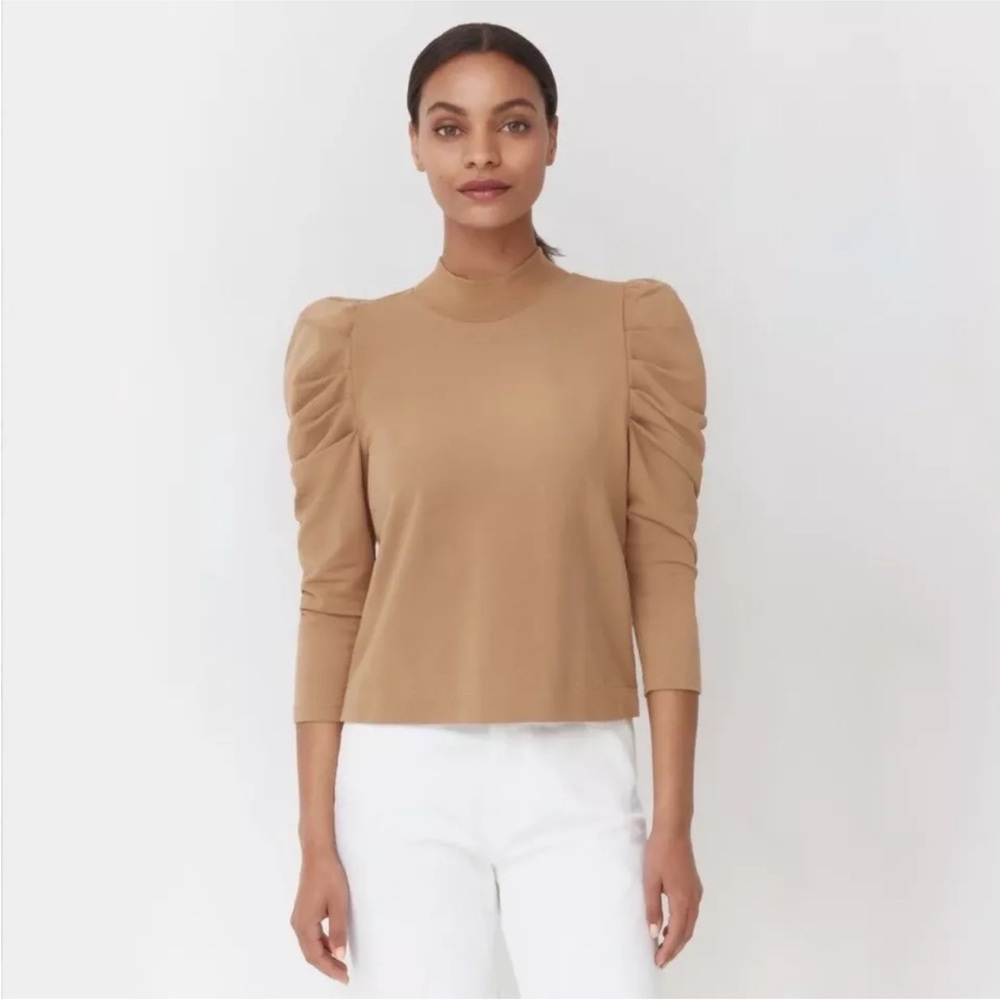 Cuyana‎ French Terry Puff Sleeve Sweatshirt in Camel Women’s Sz XS